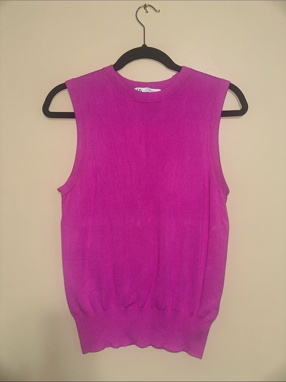 Zara Sleeveless Knit Tank Top - Bright Magenta